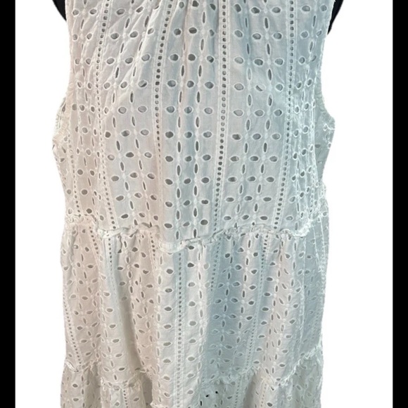 Mud Pie White Eyelet Dress Juniors Large Boho Cottagecore - Picture 2 of 8